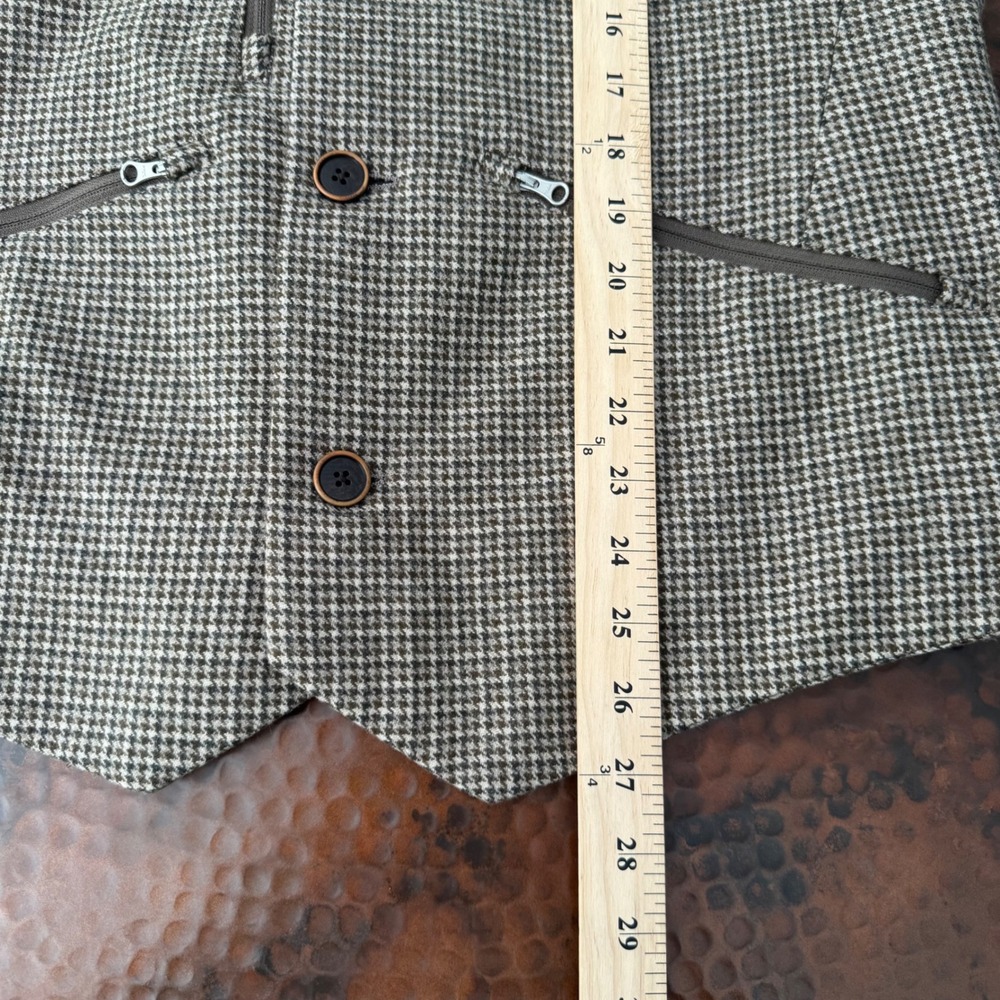 SuitSupply Chester Zip Vest Men L Brown Houndstooth Wool F.lli Ormezzano Italy - Picture 15 of 15